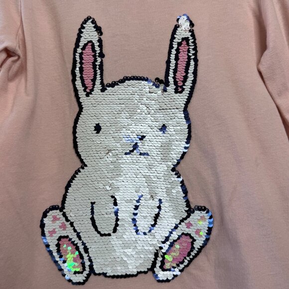 SEED HERITAGE Bunny Rabbit T-Shirt Girls 6 Easter Flip Sequins Tee Top Pink Girl - Picture 5 of 8